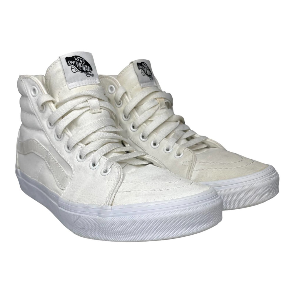 Vans Sk8-Hi Men's Skate Shoe - White Leather Size 7.5